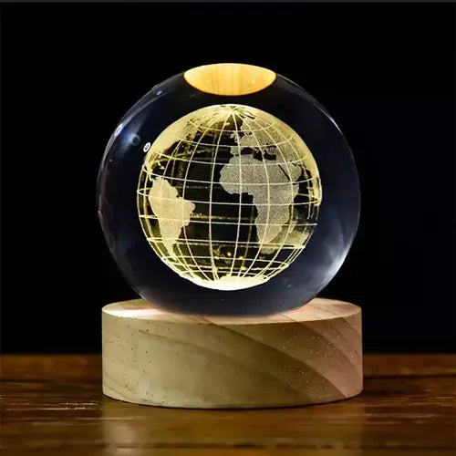 Esfera led con base de madera